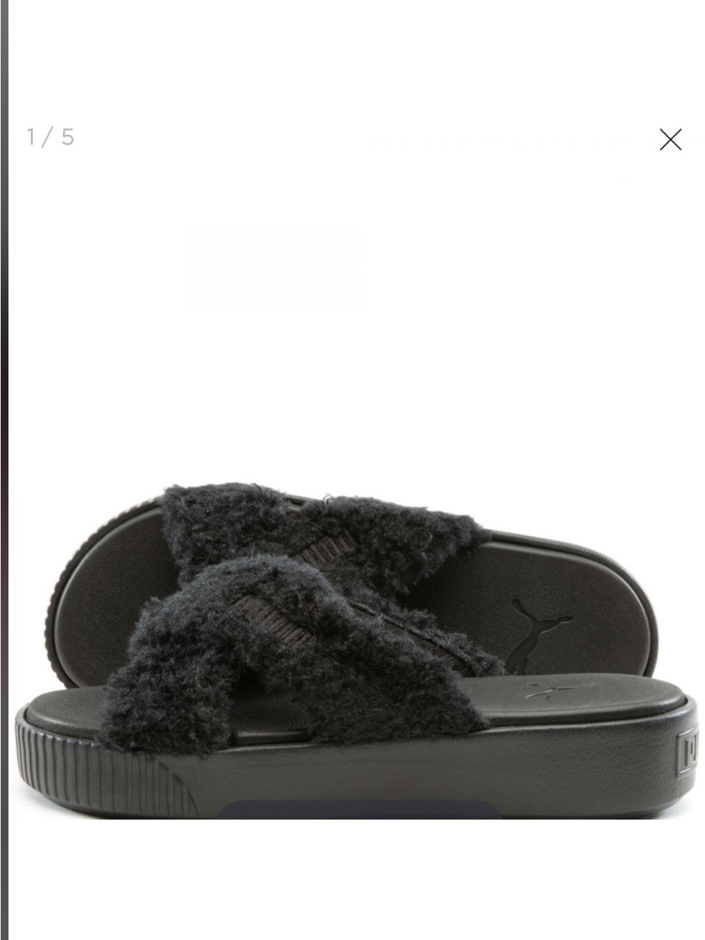 Puma Platform Fur Slide Sandals Women’s Black Size 9